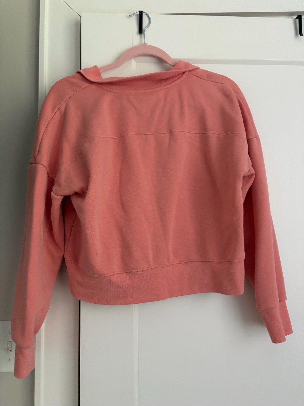 Fabletics Coral Pink Half-Zip Cropped Sweatshirt - Picture 2 of 3